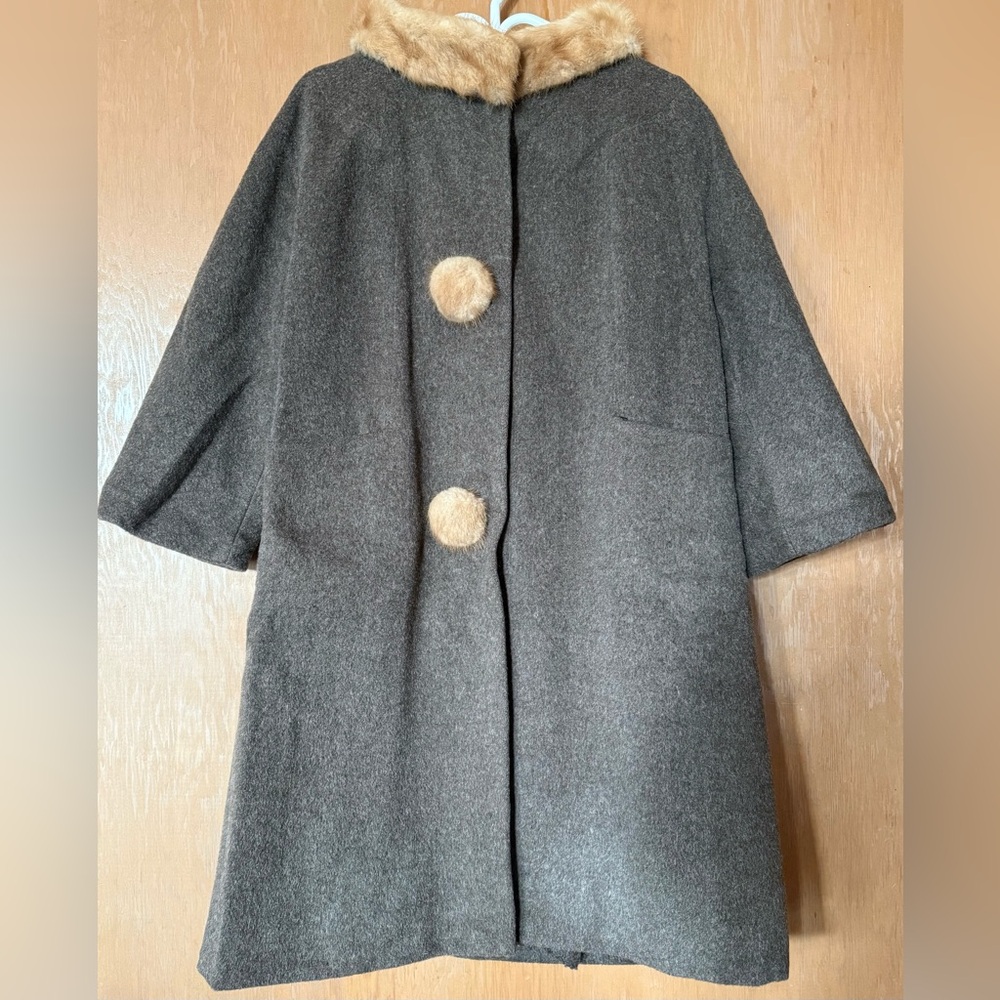 SandraJac Wool & Mohair Coat with Faux Fur